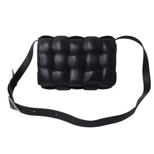 Bottega Veneta Padded Cassette Shoulder Bag Intrecciato Black
